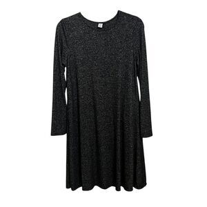 Old Navy Women's Black Marled Knit Long Sleeve Swing Dress Size Small Cozy